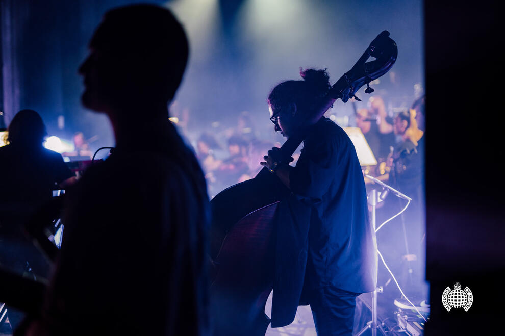 Untitled Elias Kokkoris on stage preparing to perform with Ministry of Sound Orchestra at HOTA (Home of the Arts).